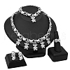 Bear Alloy Crystal Rhinestone Link Chain Necklace & Bracelet & Stud Earring & Rings Sets FS-WGE7BD9-05-1