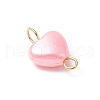 Imitation Pearl Acrylic Heart Connector Charms PALLOY-JF03916-01-4