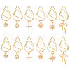12Pcs 6 Style Flower/Snowflake/Bowknot Brass Micro Cubic Zirconia Charm Bookmarks AJEW-AB00184-1