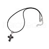 2Pcs 2 Colors Cross Glass Sead Beaded Pendant Necklaces NJEW-MZ00093-6