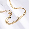 304 Stainless Steel Rhinestone Double Layered Necklaces NJEW-U026-03G-2