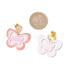 Brass Printing Acrylic Butterfly Dangle Stud Earrings EJEW-JE06431-01-3