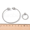 Teardrop Brass Micro Pave Cubic Zirconia Cuff Bangles & Rings Sets for Women SJEW-R002-04P-01-5