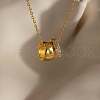 Brass Micro Pave Clear Cubic Zirconia Double Rings Pendant Necklaces FS-WGEFD2F-01-1