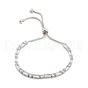 Brass Pave Clear Cubic Zirconia Rectangle & Flat Round Slider Bracelets BJEW-YWC0002-01P-1