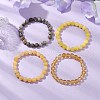 4Pcs Constellation 8mm Round Natural Topaz Jade & Dyed Yellow Jade & Picasso Jasper BJEW-JB10637-2
