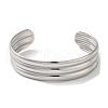 Stainless Steel Grooved Open Cuff Bangles for Women BJEW-G719-22P-2
