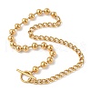 304 Stainless Steel Half Ball Chain & Twisted Chain Necklaces with OT Buckles NJEW-V010-03G-1
