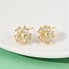 Flower Brass Micro Pave Clear Cubic Zirconia Stud Earrings EJEW-U064-03D-G-2
