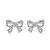 Rhodium Plated 925 Sterling Silver Micro Pave Cubic Zirconia Bowknot Stud Earrings for Woman EJEW-P231-72P-1