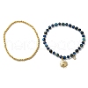 2Pcs 2 Style Natural Lapis Lazuli Beaded Stretch Bracelets Set BJEW-K238-09G-2
