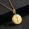 Brass Micro Pave Clear Cubic Zirconia Flat Round with Letter Pendant Necklaces FS-WG00655-09-1