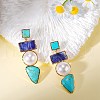 Synthetic Turquoise Rectangle & Triangle Dangle Stud Earrings JE1131A-4