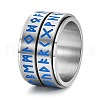 Viking Rune Stainless Steel Luminous Rotatable Finger Ring for Men PW-WG84A74-02-1