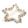 2Pcs Moon & Star Alloy with Natural Dalmatian Jasper Hollow Hair Barrettes PHAR-JH00105-03-5