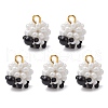 Glass Seed Beaded Sheep Charms PALLOY-MZ00545-1