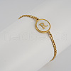 Flat Round with Letter Pattern 304 Stainless Steel Link Bracelets FS-WG4692B-32-1