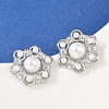 Flower Brass ABS Imitation Pearl Stud Earrings EJEW-M082-09P-4