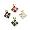 Rack Plating Brass Micro Pave Cubic Zirconia Charms ZIRC-F129-28-G-1