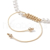 Shell Pearl Braided Bead Bracelets BJEW-JB11479-04-4