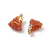 Round Brass Natural Agate Hoop Earrings EJEW-TA00620-01-4