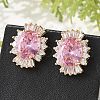 Oval Brass Micro Pave Cubic Zirconia Stud Earrings for Women EJEW-G428-27G-04-2