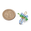 Glass with Round Shell Pearl and Acrylic Charms Pendants PALLOY-MZ00647-03-2