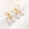 Cherry Brass ABS Plastic Pearl Stud Earrings EJEW-U062-03G-01-1