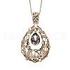 Teardrop Alloy Gray Glass Pendant Long Necklaces for Women FS-WGBF360-01-4