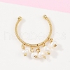 Brass Natural Freshwater Pearl Adjustable Open Cuff Rings for Women RJEW-U064-01G-3