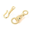 Brass Micro Pave Green Cubic Zirconia Fold Over Clasps KK-D356-15G-2