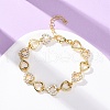 Brass Micro Pave Clear Cubic Zirconia Link Bracelets for Women BJEW-D342-03G-2