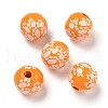 Printed Wood European Beads WOOD-G022-09F-1