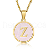 Natural Shell Initial Letter Pendant Necklace LE4192-22-1