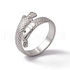 304 Stainless Steel Ring Arowana Fish Wrap Open Cuff Ring for Women RJEW-C045-21P-1
