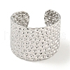 Non-Tarnish 304 Stainless Steel Textured Open Cuff Ring RJEW-A043-10P-2