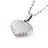 Heart with Tartan 304 Stainless Steel Pendant Necklaces NJEW-G083-03E-P-1