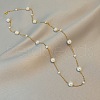 Stainless Steel & Imitation Pearl Round Link Chain Necklaces for Women WGE4439-01-1