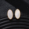 304 Stainless Steel Natural White Shell Stud Earrings EJEW-Z103-09G-2