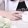 Classic Silver Plated Brass Filigree Flower Finger Rings for Lady RJEW-BB00730-7-5