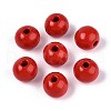 Spray Painted Round Natural Schima Wood Beads WOOD-A018-12mm-07-1