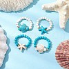 Synthetical Turquoise Beaded Rings RJEW-TA00194-1