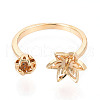 Brass Micro Pave Clear Cubic Zirconia Cuff Ring Settings KK-T076-19G-2