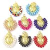 Brass Glass Pendants KK-Z101-08G-1