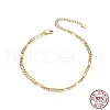 925 Sterling Silver Figaro Chain Anklet AJEW-F162-009G-2