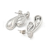 Teardrop Brass Pave Clear Cubic Zirconia Stud Earrings EJEW-M258-80P-2
