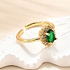 Brass Pave Cubic Zirconia Cuff Rings for Women RJEW-H247-13G-2
