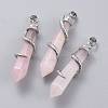 Natural Rose Quartz Big Pointed Pendants X-G-F696-B13-1