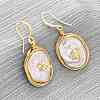 Oval with Insects Brass Baroque Pearl Dangle Earrings EJEW-Q043-03G-1