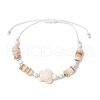 Adjustable Dyed Synthetical Turquoise Beaded Braided Bead Bracelets for Women BJEW-JB11805-01-2